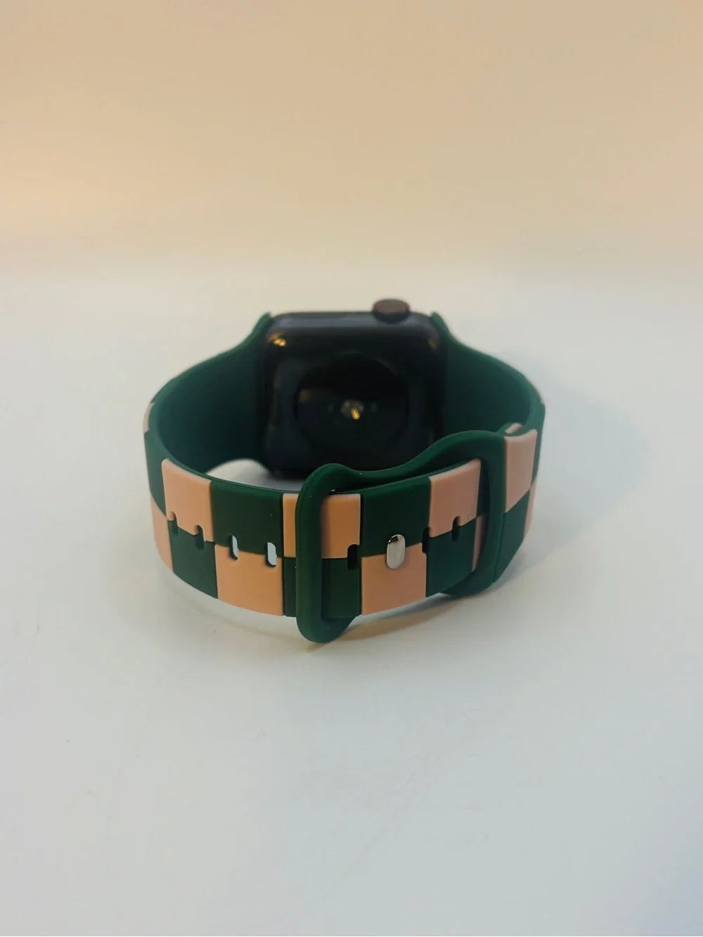 Apple Watch Band Green and Pink Checkerboard Silicone Strap